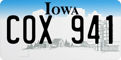 IA license plate COX941