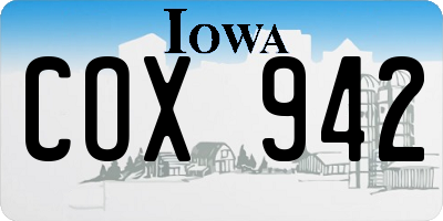 IA license plate COX942