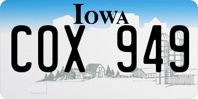 IA license plate COX949