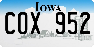 IA license plate COX952
