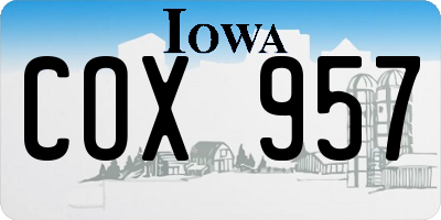 IA license plate COX957