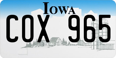 IA license plate COX965