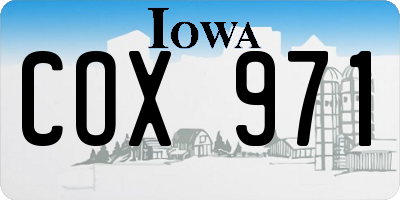 IA license plate COX971