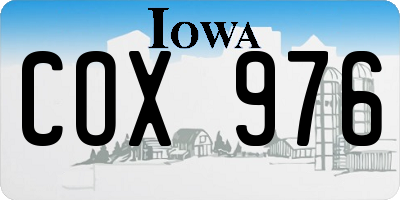 IA license plate COX976