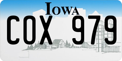 IA license plate COX979