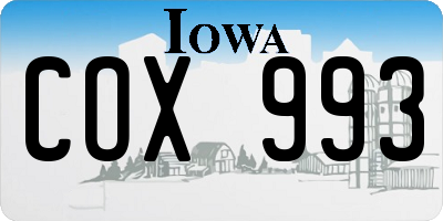 IA license plate COX993