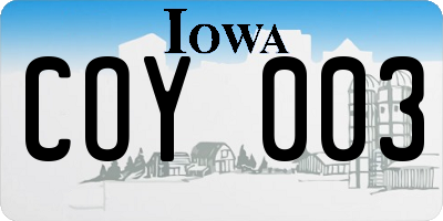 IA license plate COY003