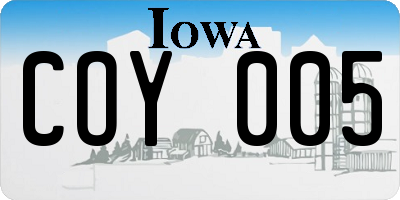 IA license plate COY005