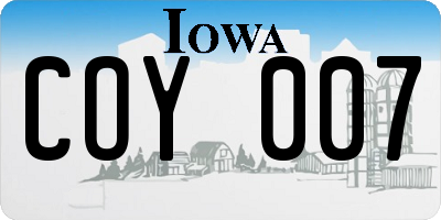 IA license plate COY007