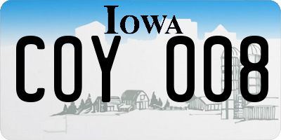 IA license plate COY008