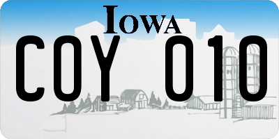 IA license plate COY010