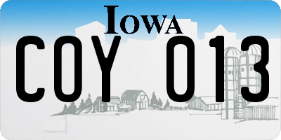 IA license plate COY013