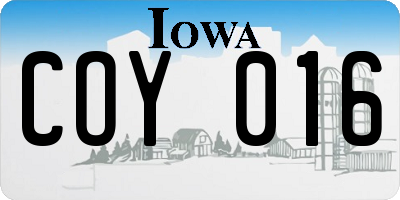IA license plate COY016