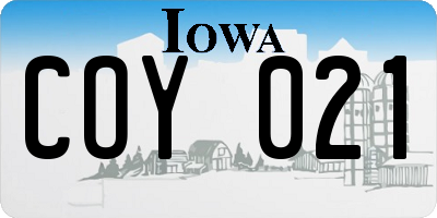 IA license plate COY021