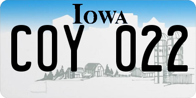 IA license plate COY022