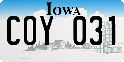 IA license plate COY031