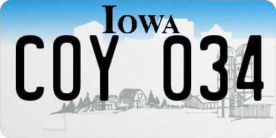 IA license plate COY034