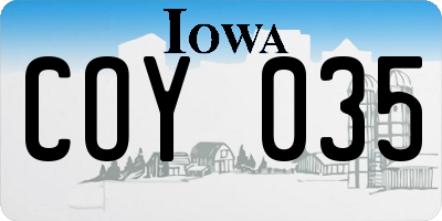 IA license plate COY035