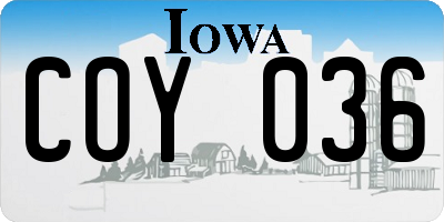 IA license plate COY036