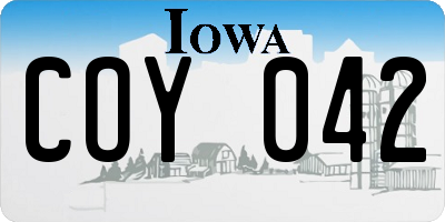 IA license plate COY042