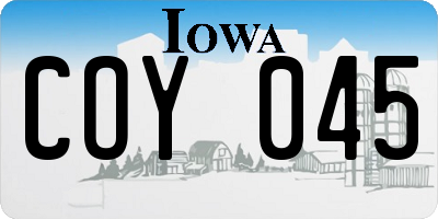 IA license plate COY045