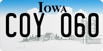 IA license plate COY060