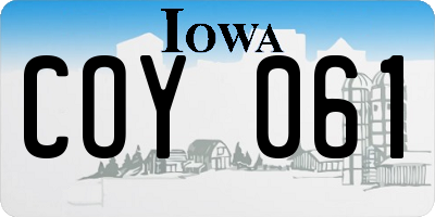 IA license plate COY061