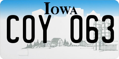 IA license plate COY063