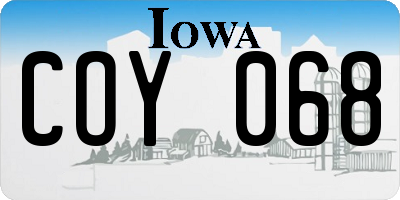IA license plate COY068