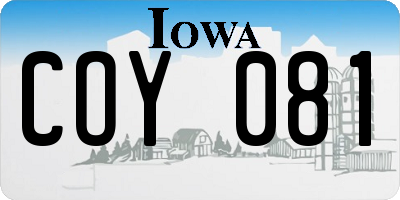 IA license plate COY081