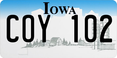 IA license plate COY102
