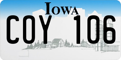IA license plate COY106