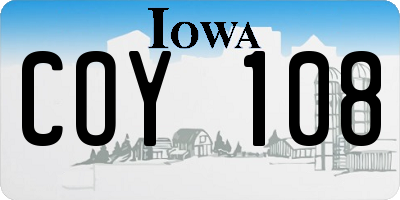 IA license plate COY108