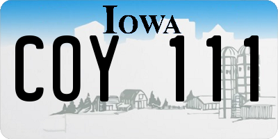 IA license plate COY111