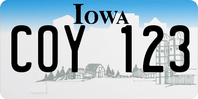 IA license plate COY123