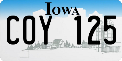 IA license plate COY125