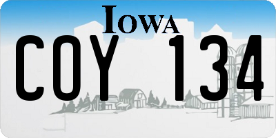 IA license plate COY134