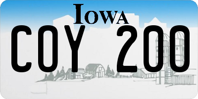 IA license plate COY200