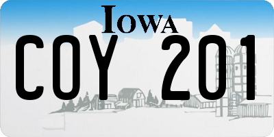 IA license plate COY201