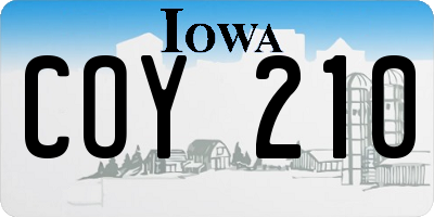 IA license plate COY210
