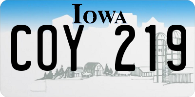 IA license plate COY219