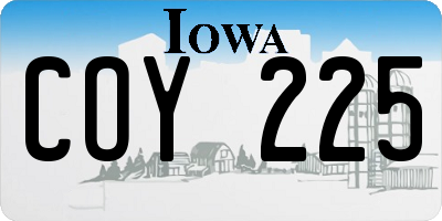 IA license plate COY225