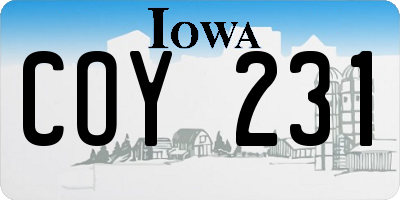 IA license plate COY231