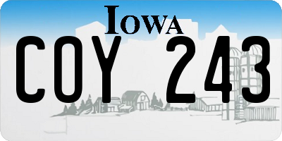 IA license plate COY243