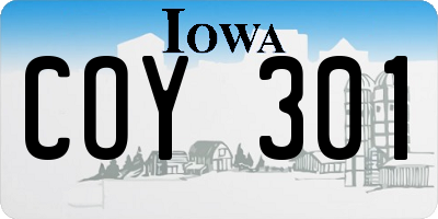 IA license plate COY301