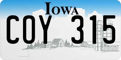 IA license plate COY315