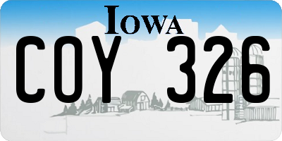 IA license plate COY326