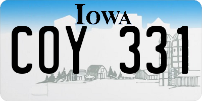 IA license plate COY331