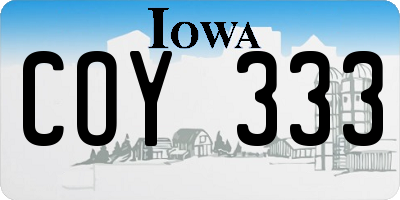 IA license plate COY333