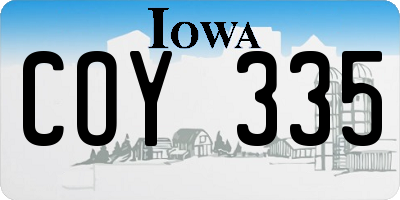 IA license plate COY335